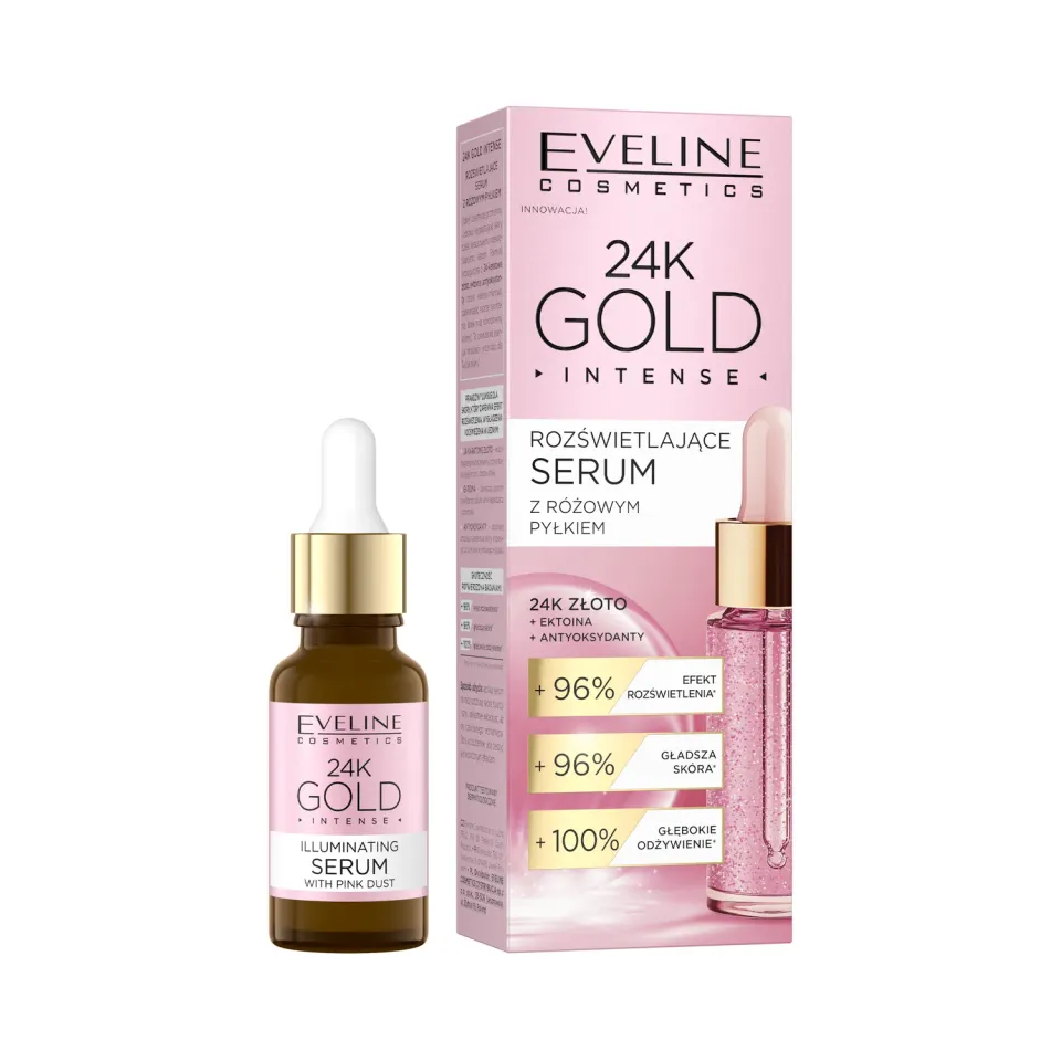 Eveline 24K Gold Intense sérum visage éclat poussière rose