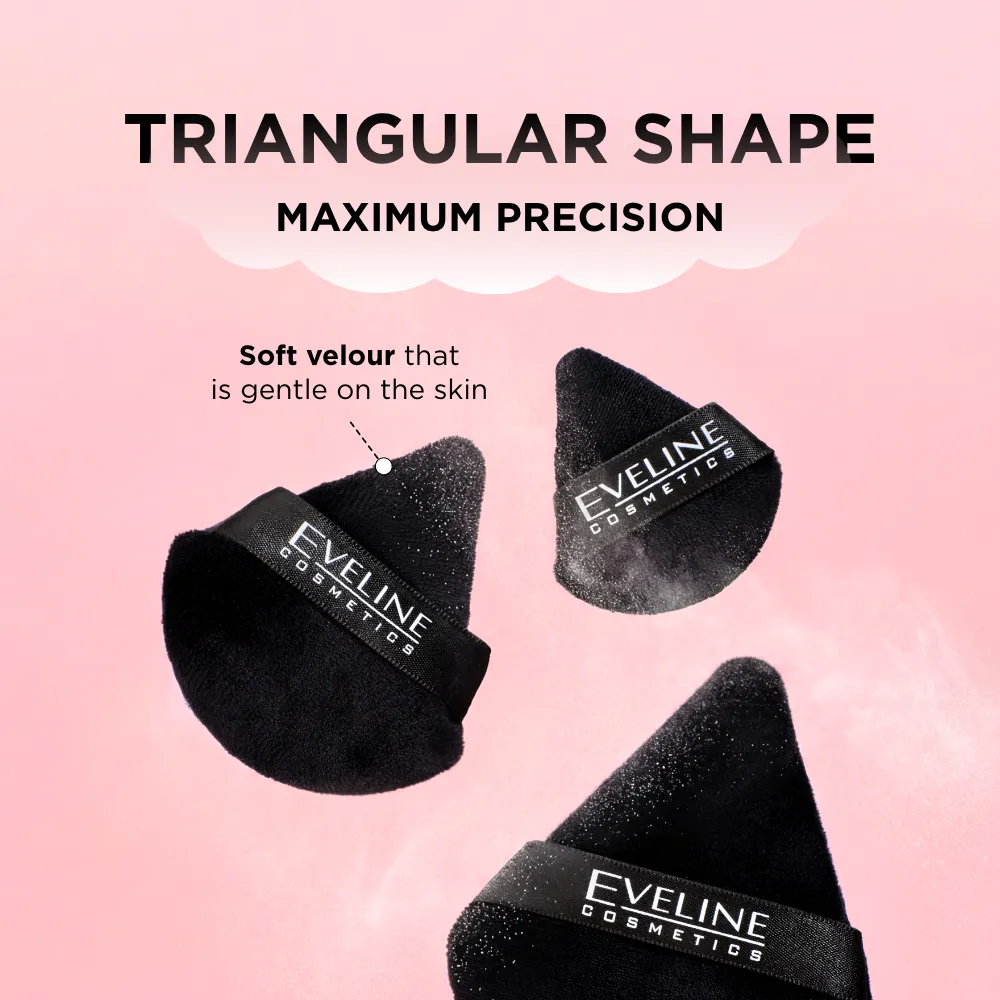 Eveline Cosmetics houppettes poudre lot 3 tailles triangle