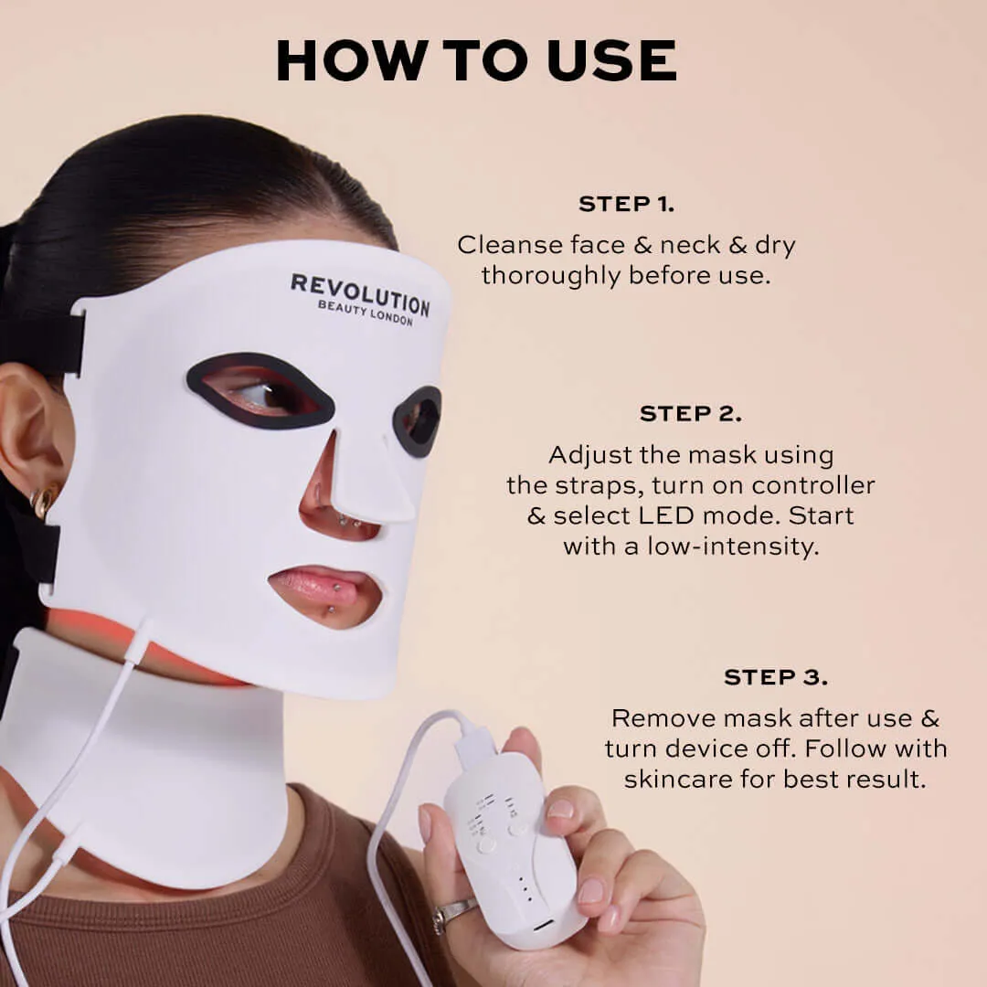 Revolution Pro Miracle masque LED visage et cou blanc silicone