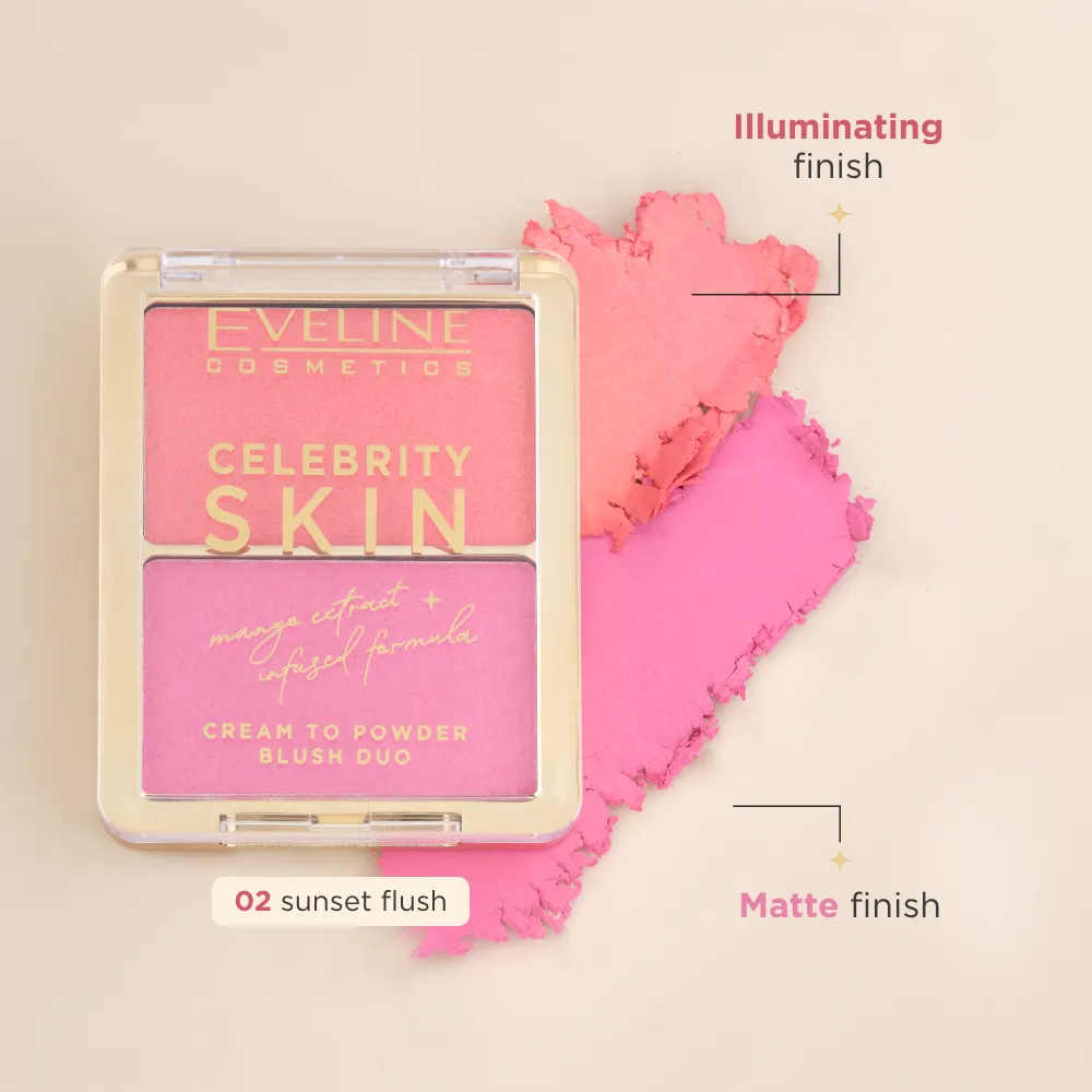 Eveline Celebrity Blush Duo poudre 01 Soft Harmony floutant