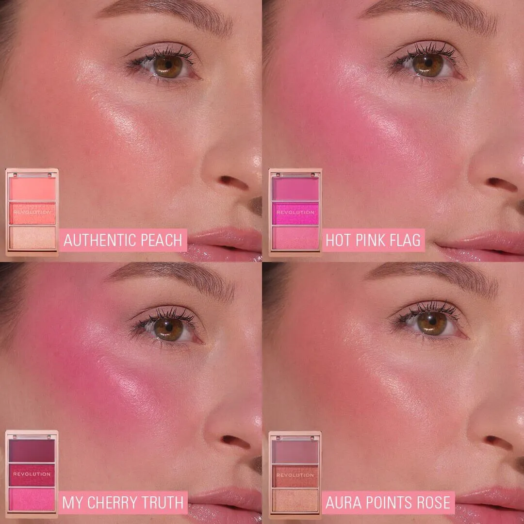 Revolution Blush Icon palette blush Authentic Peach trio crème