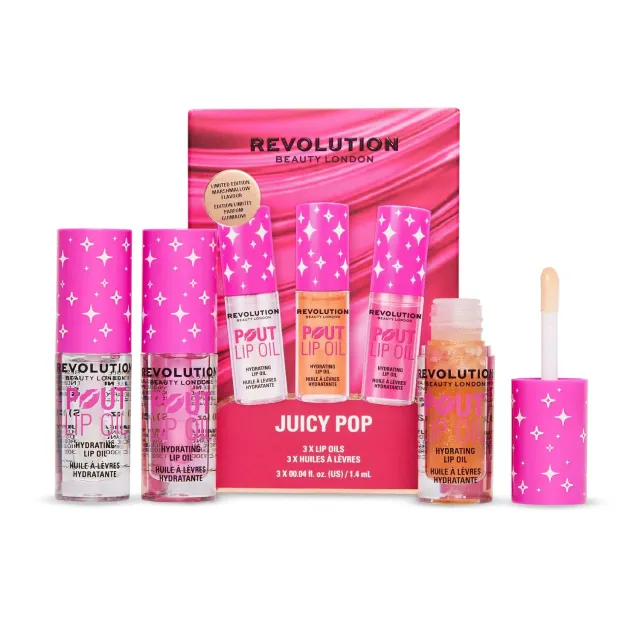 Revolution Juicy Pop coffret 3 huiles à lèvres brillantes