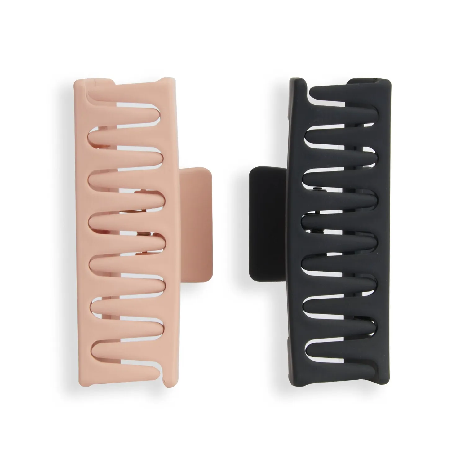Revolution Rectangle Pince cheveux mate noir nude lot 2 antiglisse