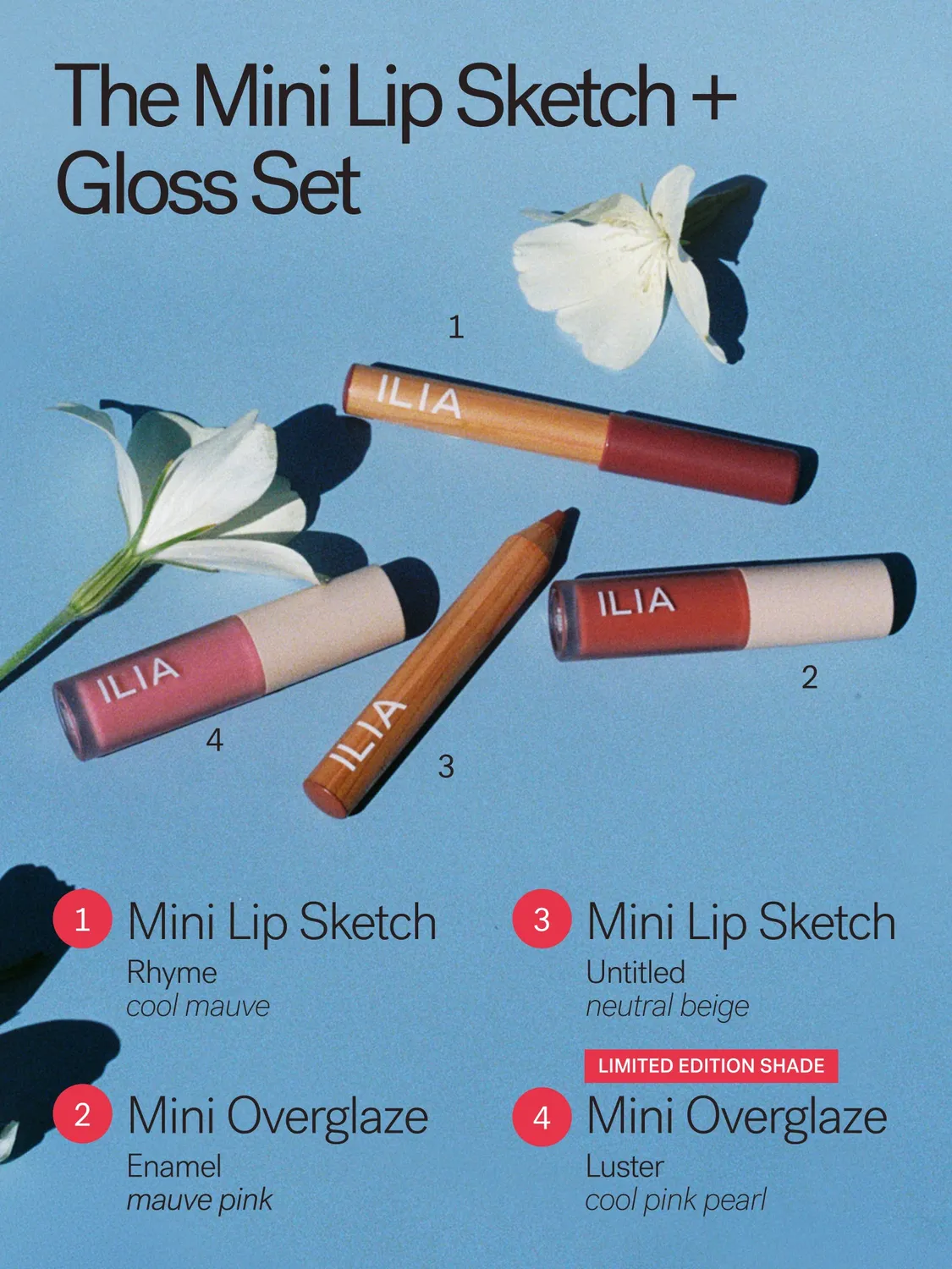 Ilia Mini Lip Sketch Gloss Set coffret 4 minis édition limitée