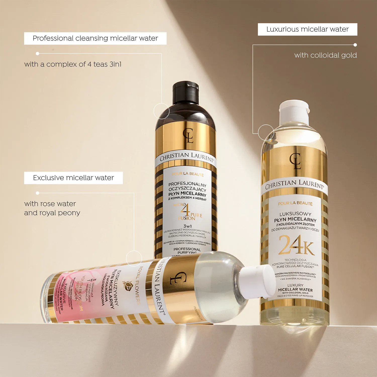 Eveline Christian Laurent eau micellaire or rose
