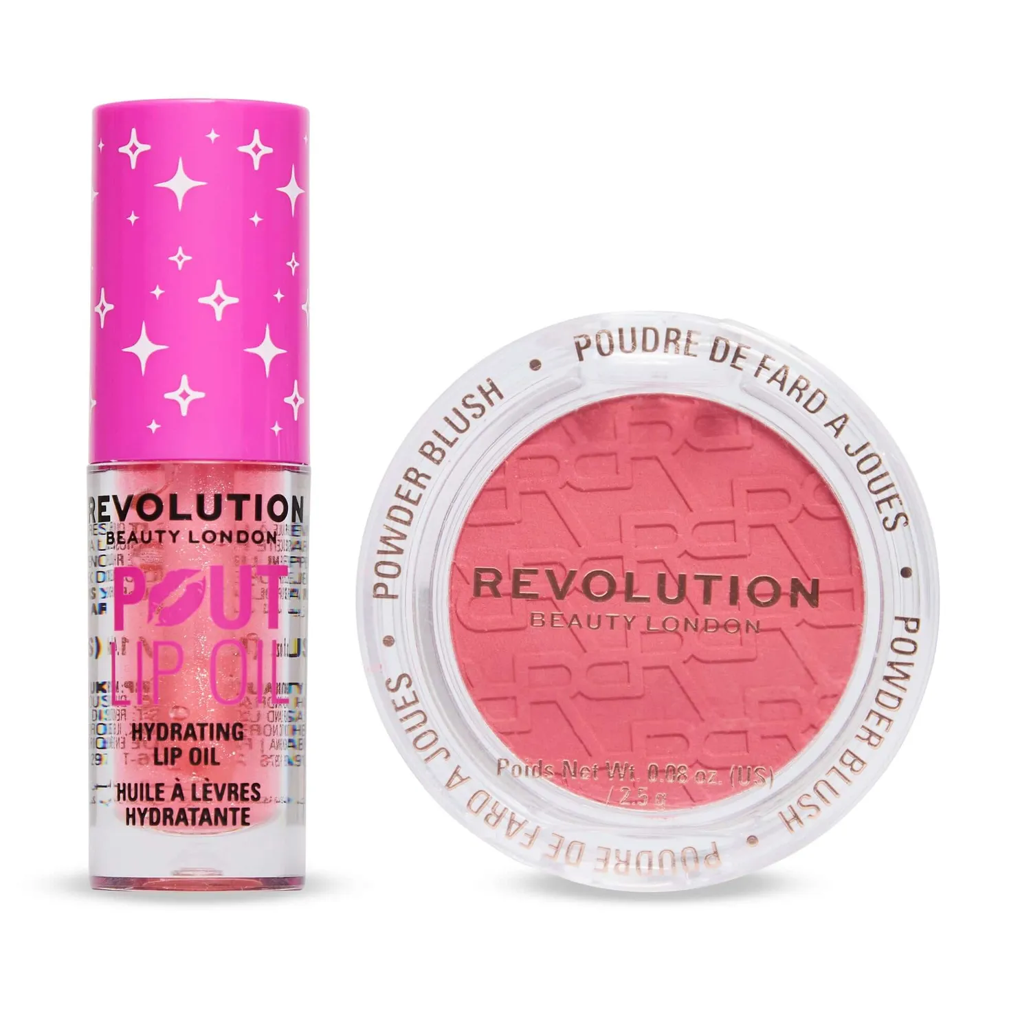 Revolution Pop Mini duo huile lèvres blush Rose Kiss shimmer
