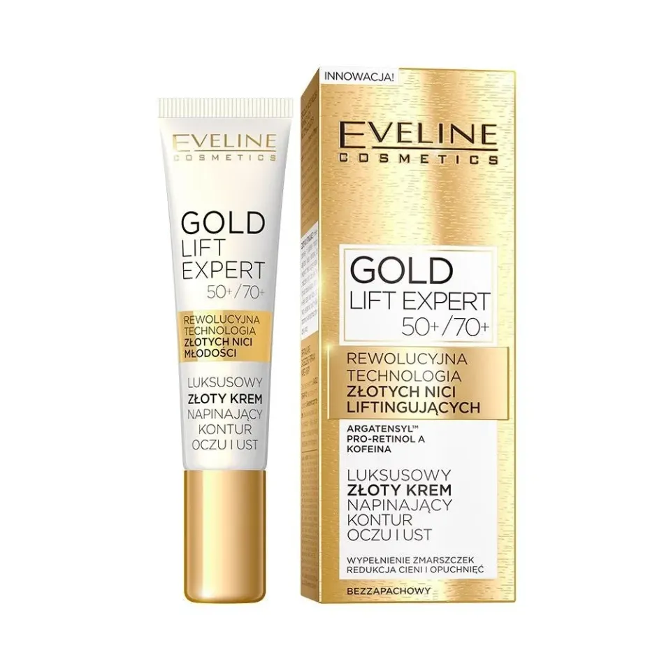 Eveline Gold Lift Expert crème contour yeux lèvres 50+ dorée
