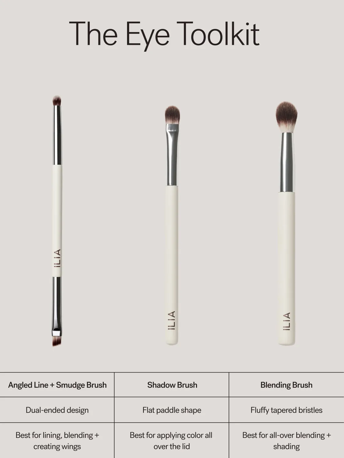 Ilia Angled Line + Smudge Brush pinceau yeux double embout