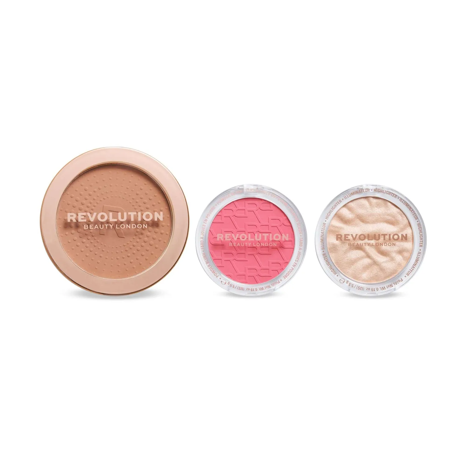 Revolution Party Glow trio poudres visage blush bronzer highlighter