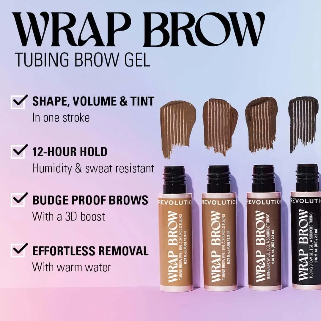 Revolution Wrap Brow gel sourcils tubing marron moyen chaud