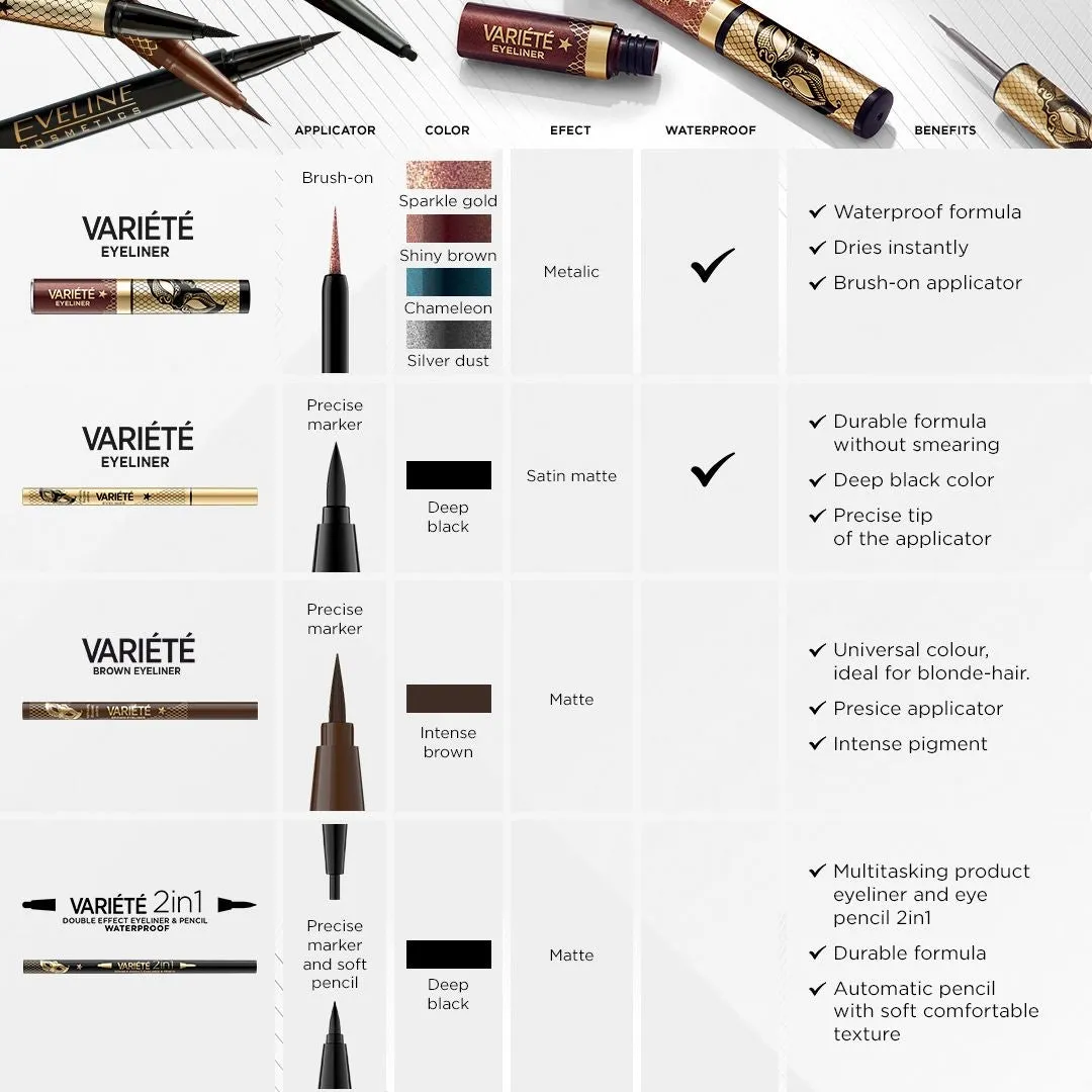 Eveline Variété eyeliner marron feutre waterproof mat