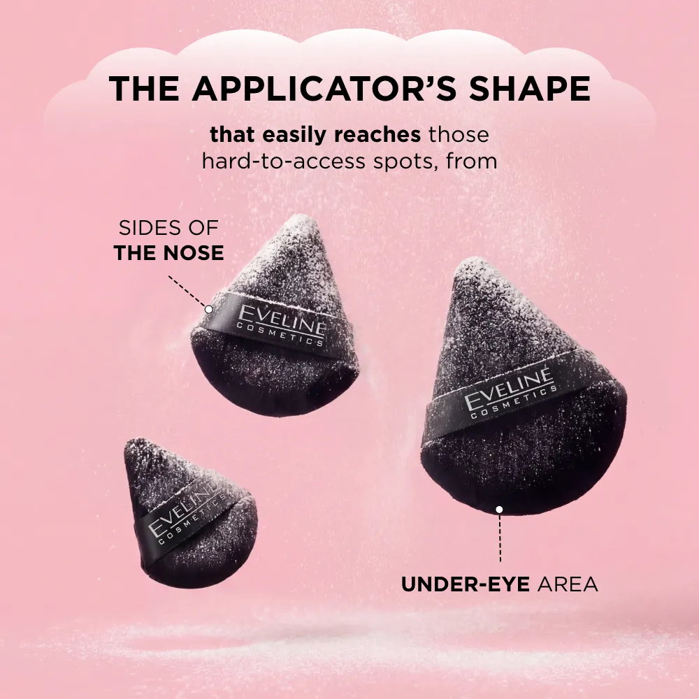 Eveline Cosmetics houppettes poudre lot 3 tailles triangle