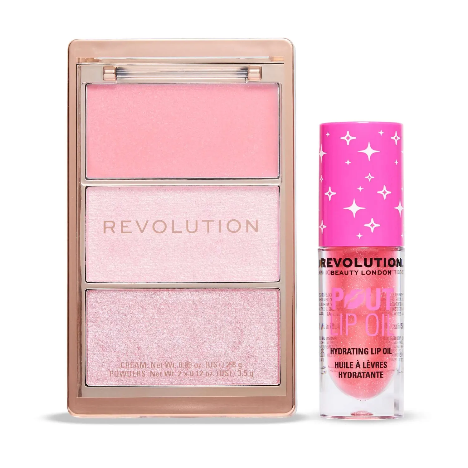 Revolution Candy Glam Lip Oil Highlight Duo coffret rose shimmer