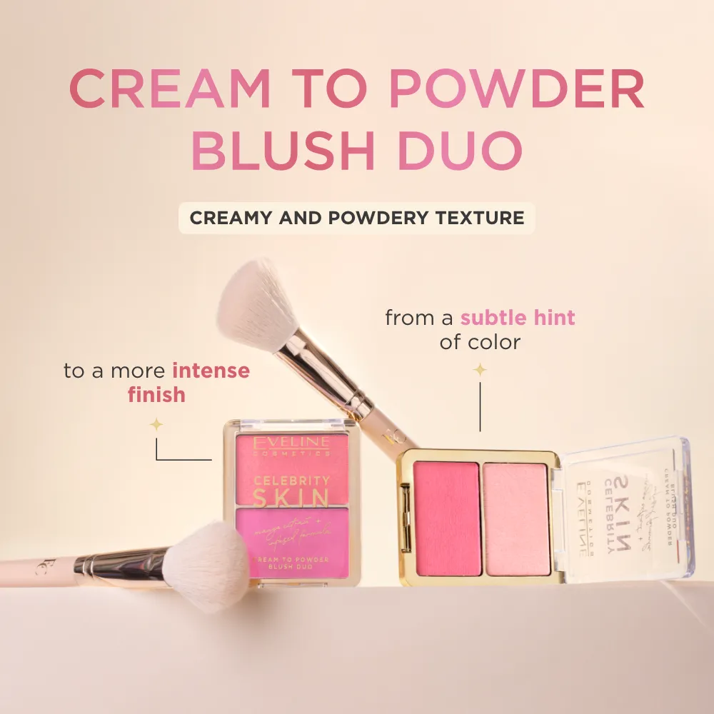 Eveline Celebrity Blush Duo poudre 01 Soft Harmony floutant