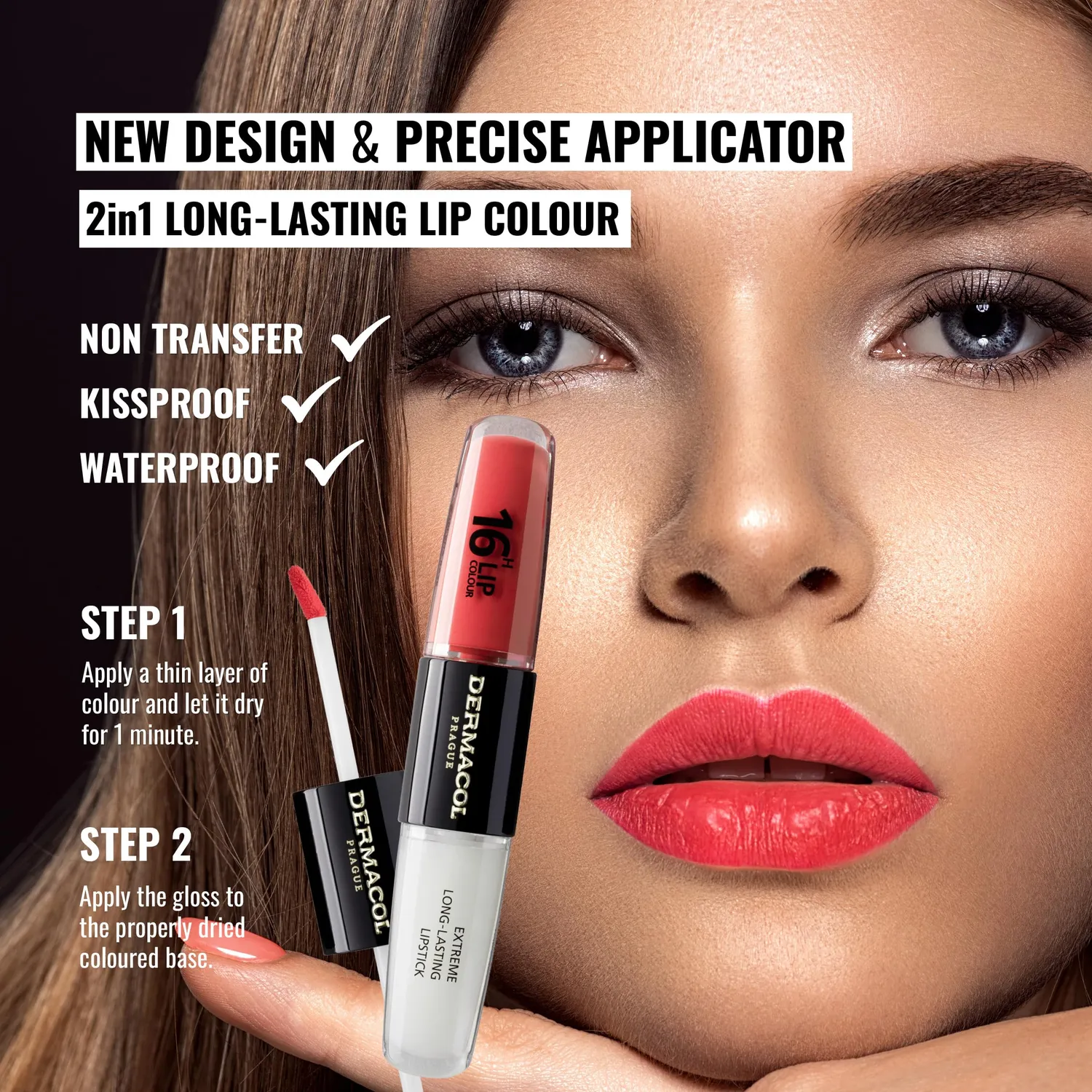 Dermacol 16H Lip Colour rouge à lèvres Coral Bliss 4 ml tenue 16h