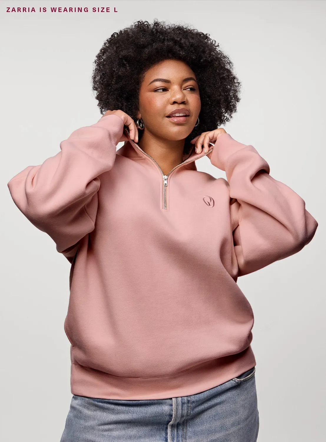 Rare Beauty Everyday Quarter Zip Sweatshirt sweat oversize doux